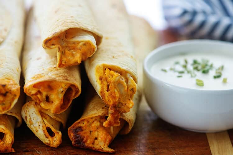 Crispy Air Fried Buffalo Chicken Flautas