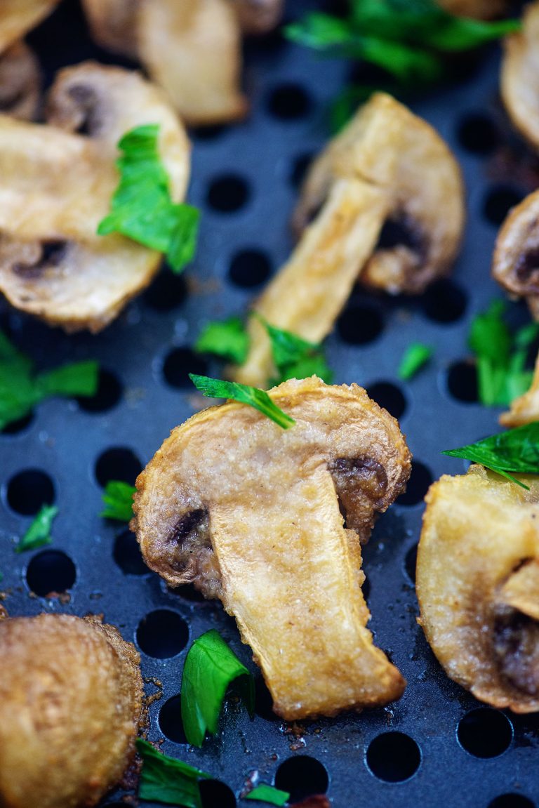 Easy Garlic Butter Air Fryer Mushrooms