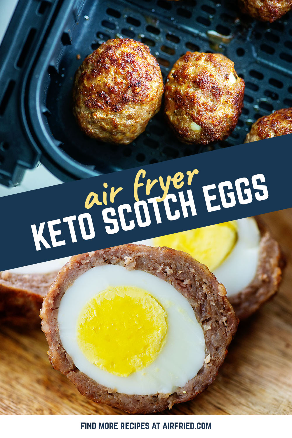 These easy scotch eggs are low carb and keto and they're so easy thanks to the air fryer! #keto #airfryer