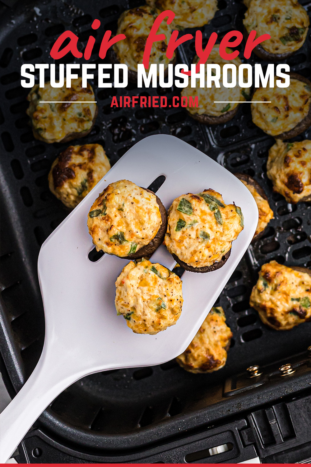 These mushrooms are so good! They are stuffed with crab, shrimp, and cheese! #seafood #mushrooms #airfried