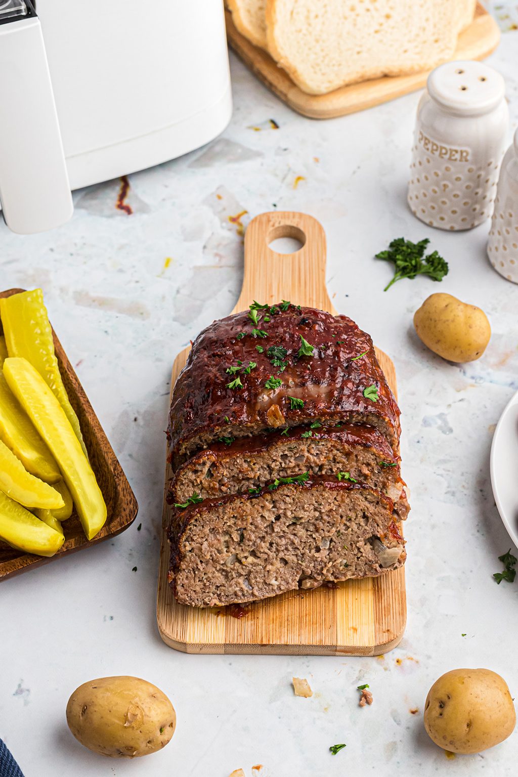 Easy Air Fryer Meatloaf with a sweet tomato glaze!