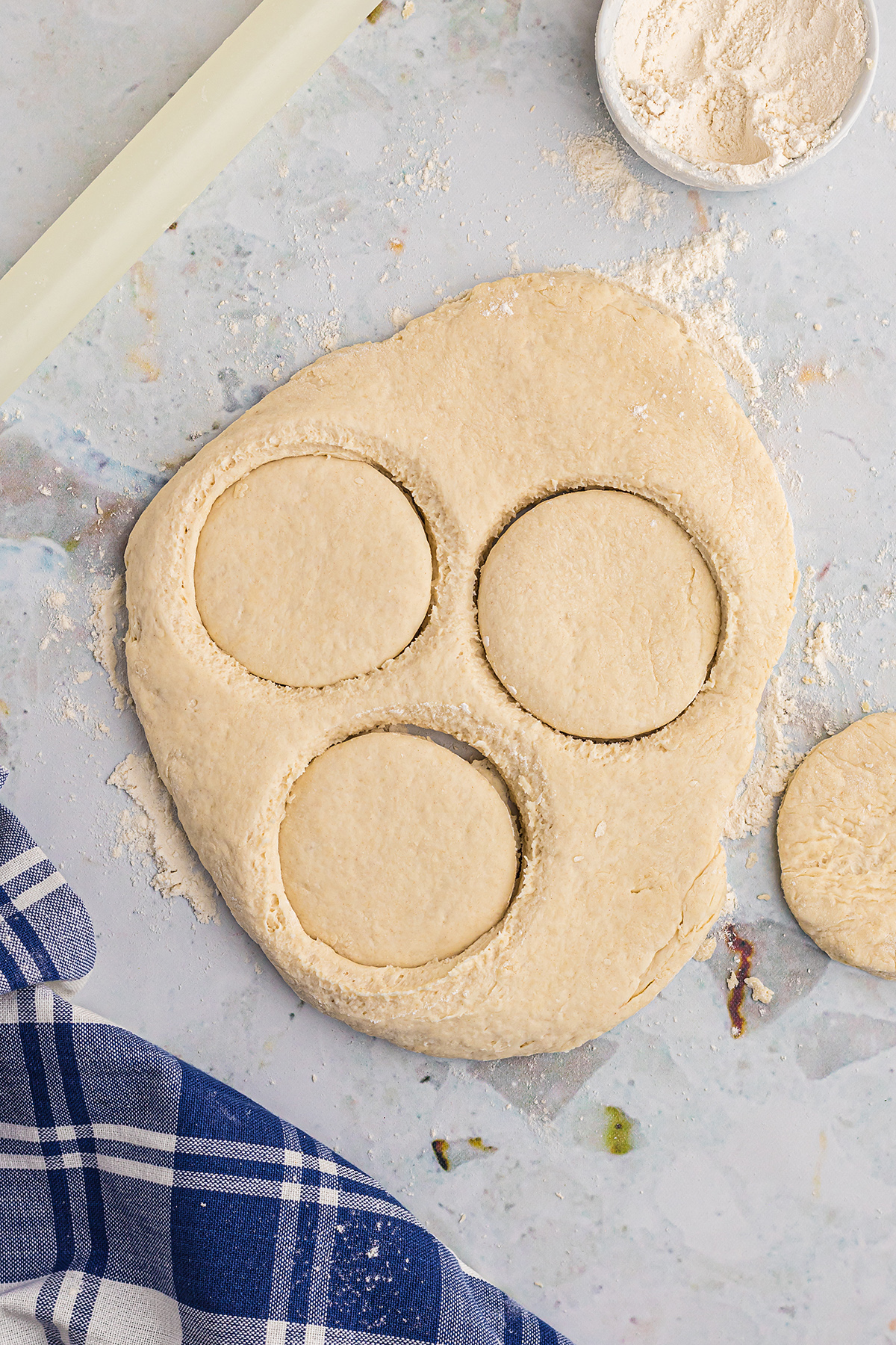 biscuit dough with round cut outs