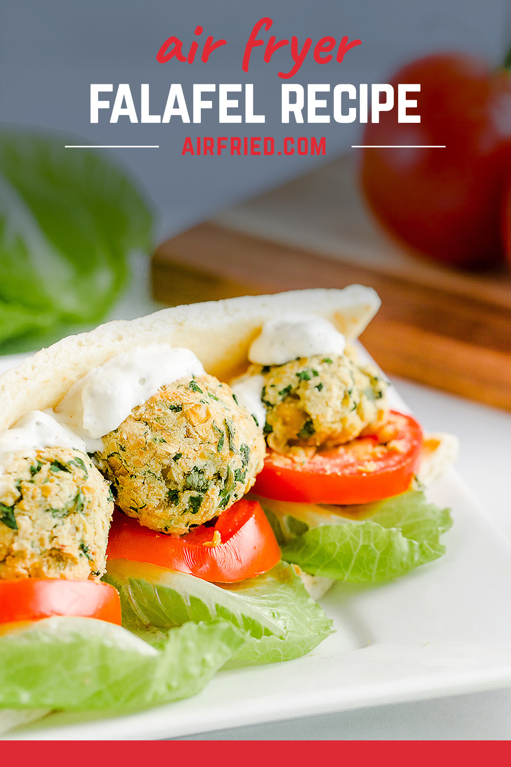 These homemade falafels stay together really well in the air fryer and turn out to be an amazing vegetarian lunch!  #nomeatmonday #airfryer #recipes