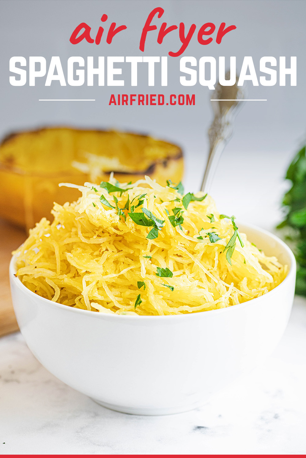 Spaghetti squash in the air fryer is a really easy way to get a great pasta substitute.