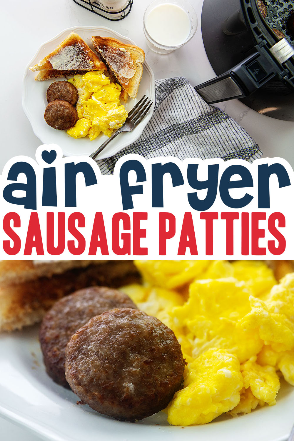Breakfast sausage has never been easier than when you cook it in the air fryer.  All the goodness of pan-fried without the mess!
