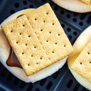 Close up of a cooked s'more
