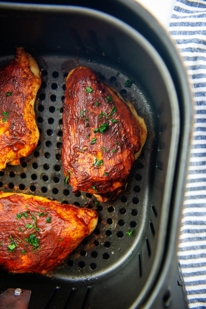 BBQ chicken breasts in an air fryer