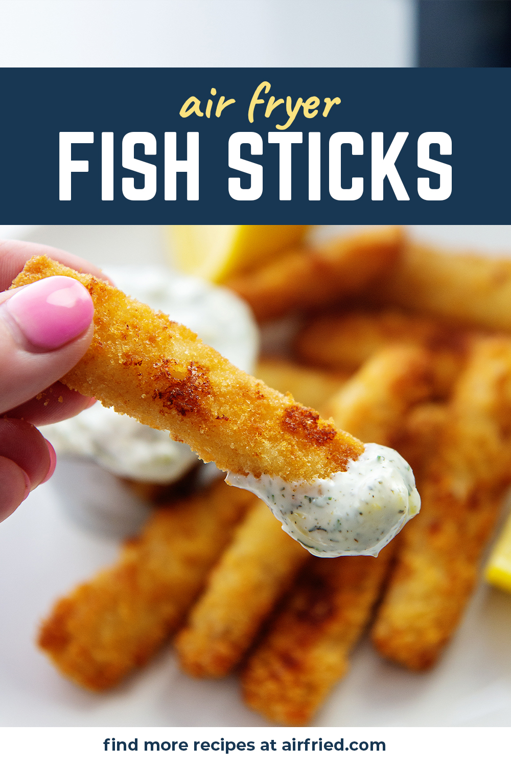 These fish sticks come out of the air fryer crisp just like a fried fish stick and way better than a baked one!