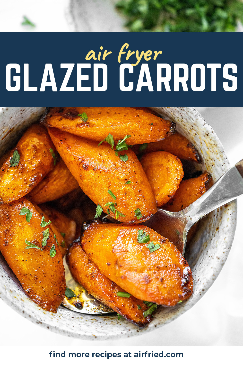 These carrots are coated in a fun spiced honey glaze.  These flavors are fantastic on these little carrot bites!