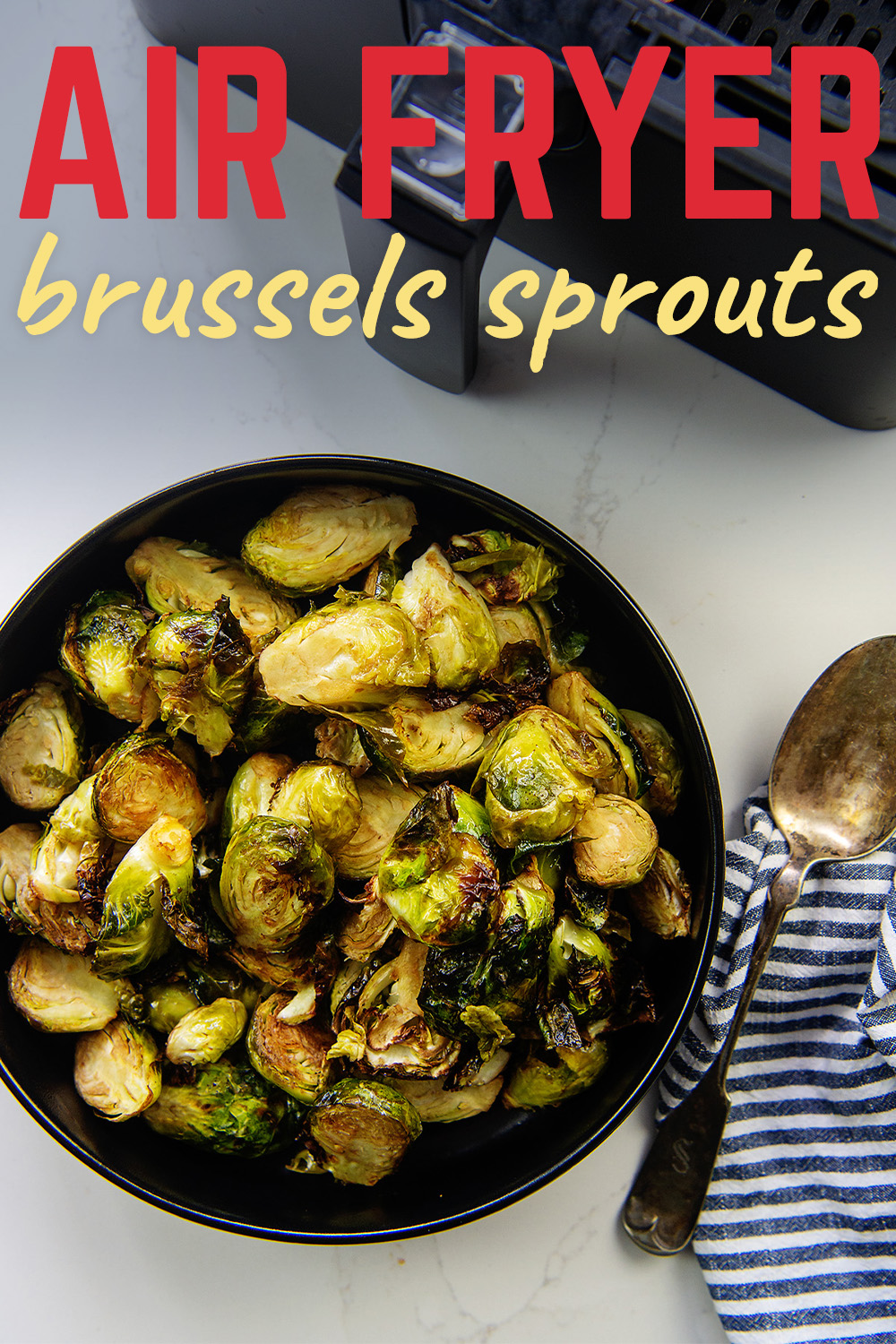 We love these healthy air fried brussels sprouts for a quick lunch or a great dinner side dish!
