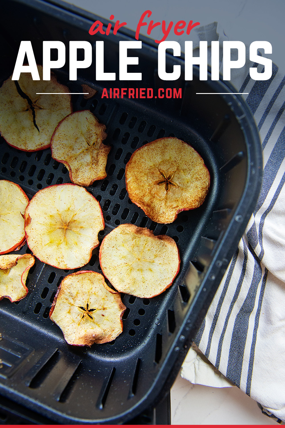 The best part of making your own apple chips is you can make them with as much cinnamon as you want!