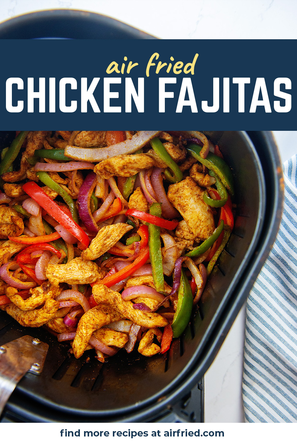 This air fryer chicken fajita recipe is a Mexican inspired dish where everything is cooked together for a great blend of flavors.