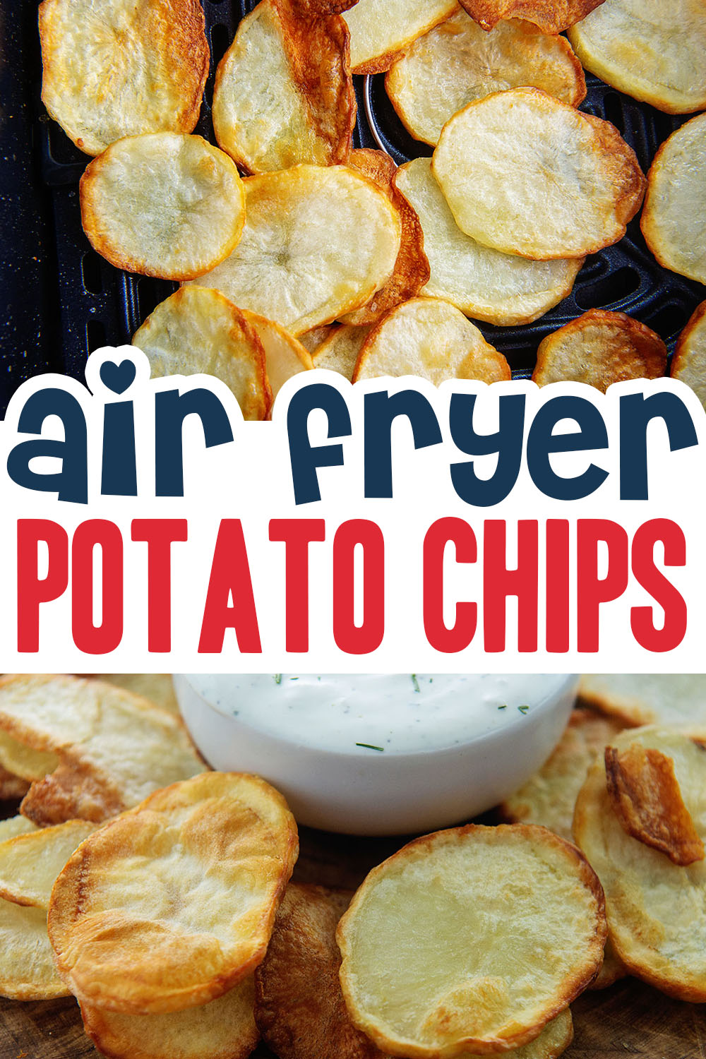 These AIR FRYER POTATO CHIPS turn out perfectly crispy and ready for dipping in no time thanks to the air fryer. So much easier and healthier than deep frying, but you won't miss out on any of the delicious flavor!