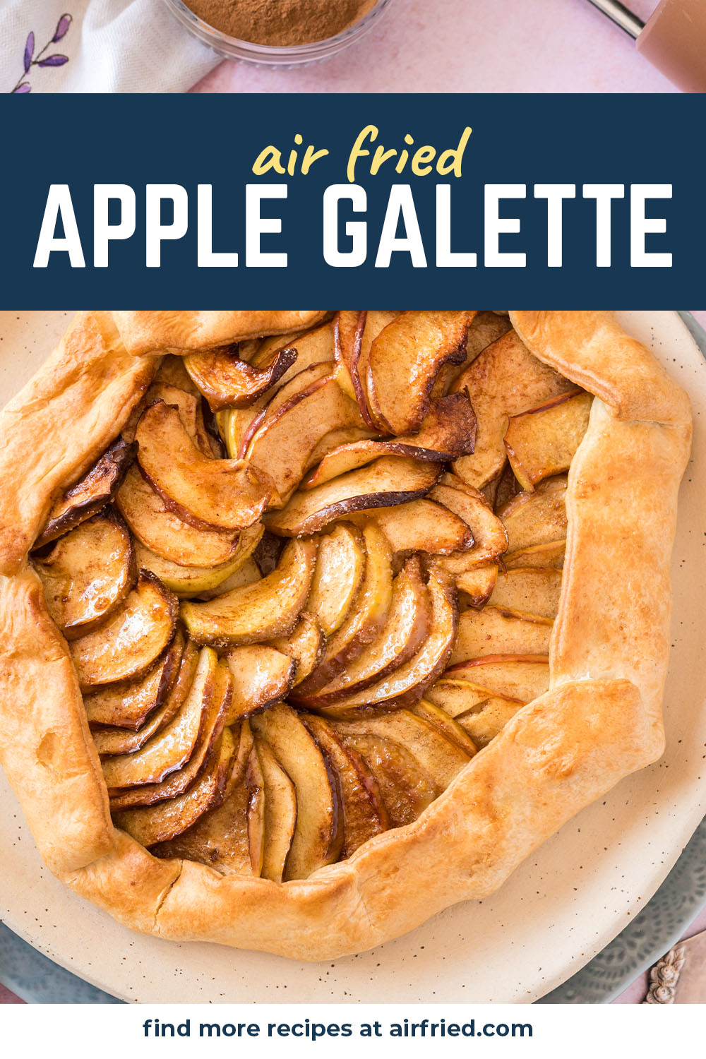 Apple galette is very similar to an apple tart.  It is a sweet apple filling surrounded by an open face pie crust!