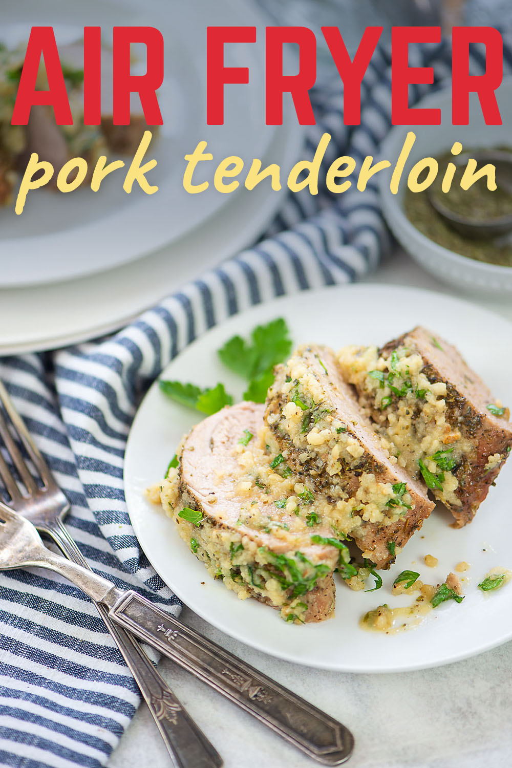 Try this air fryer pork tenderloin recipe for a super simple meal that seems more complex.  It is an impressive cut of meat that is really tender and juicy!