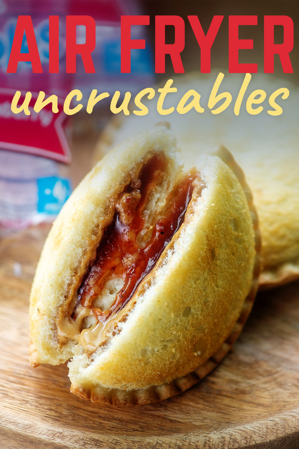 The melted peanut butter and warm jelly inside these air fryer uncrustables makes this lunch so good it is almost dessert!