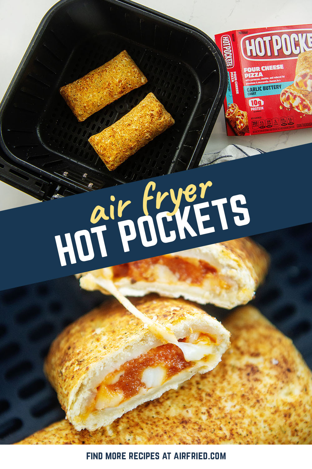 If hot pockets are a convenient lunch option for you, you need to try making them in the air fryer!  No cold spots, a nice crisp crust, and it is just as easy as a microwave is!