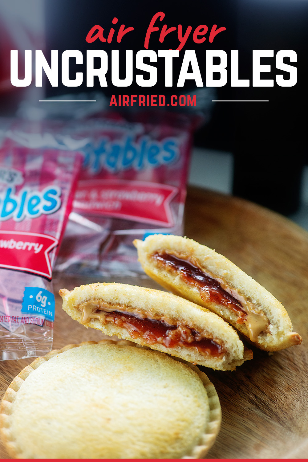 Uncrustables are ok to start with, but when you coat them in butter and air fryer them, they are on a whole other level!