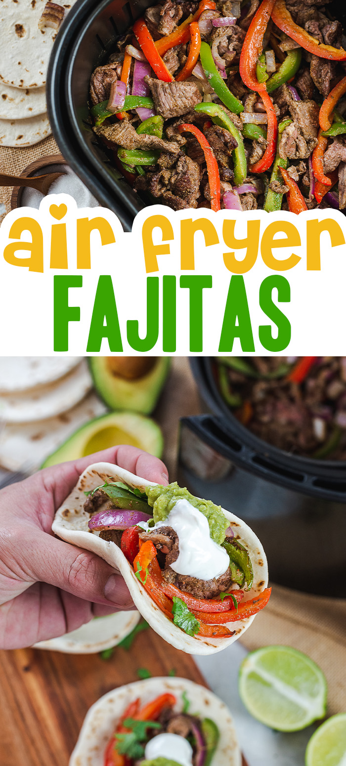 Try making steak fajitas in your air fryer for an easy, and absolutely fulll flavor meal!