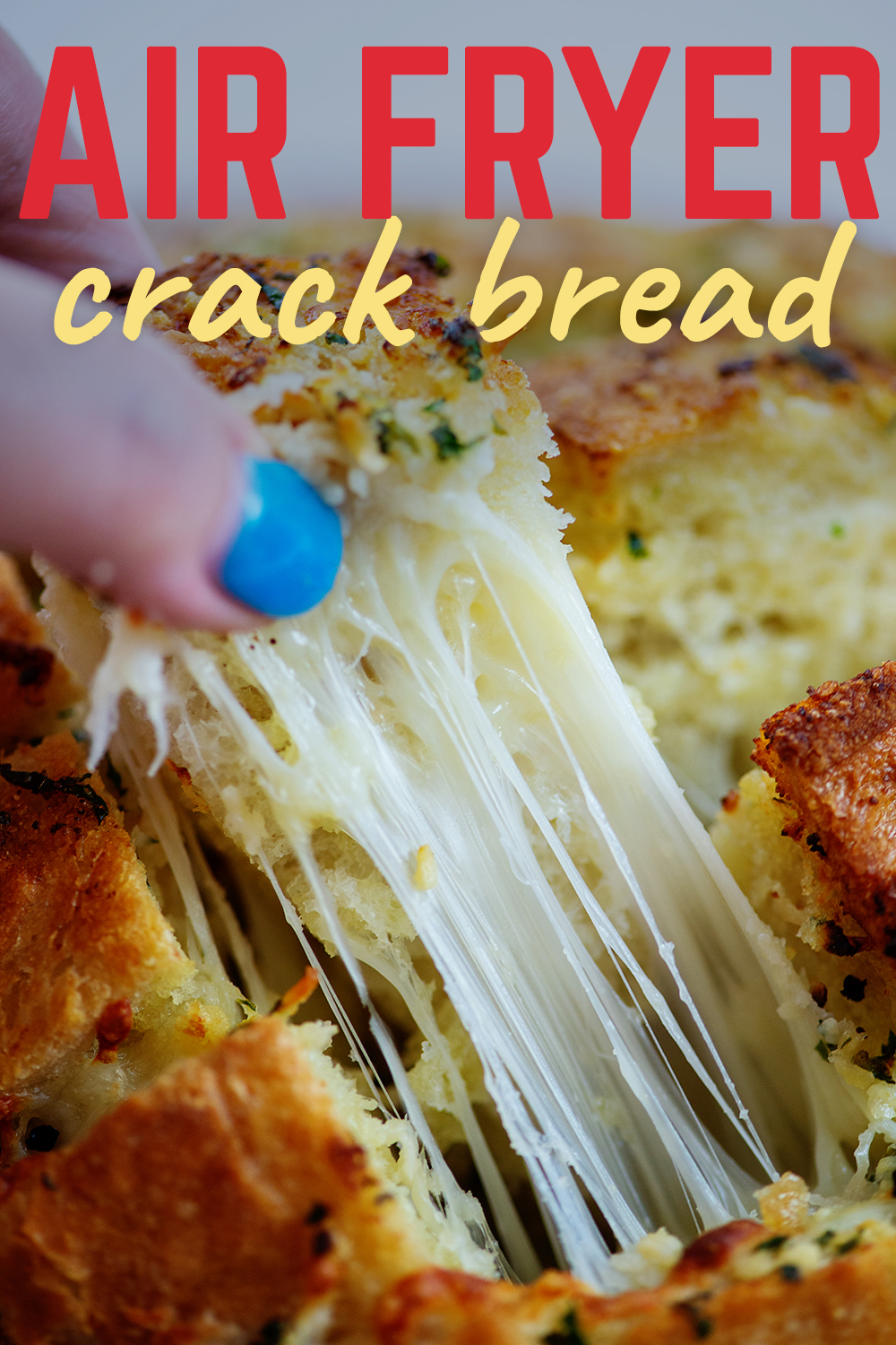 So cheesy and loaded with garlic butter! This air fryer crack bread is a favorite!