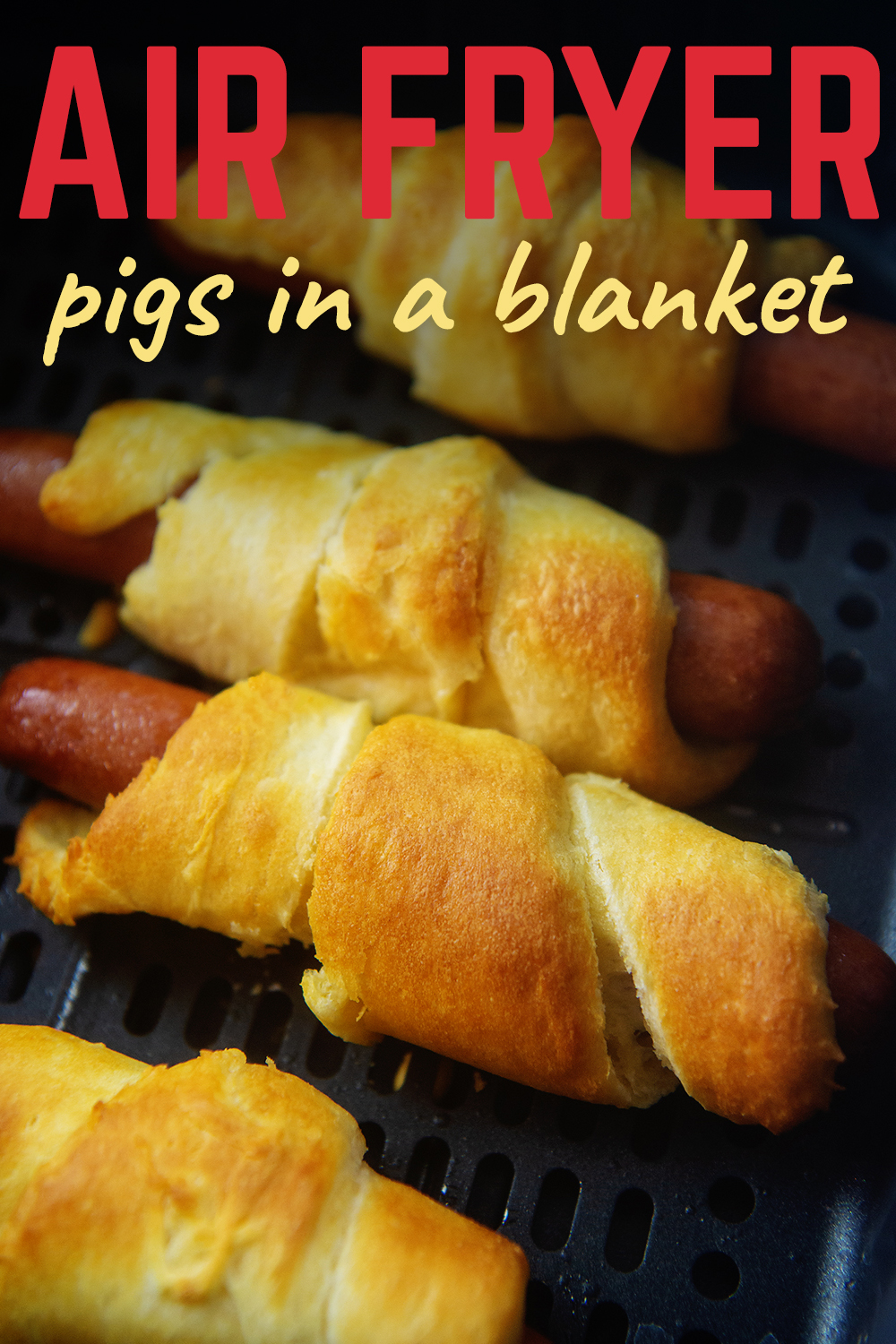 The ultimate kid lunch! These pigs in a blanket are made in the air fryer and ready in about 10 minutes.