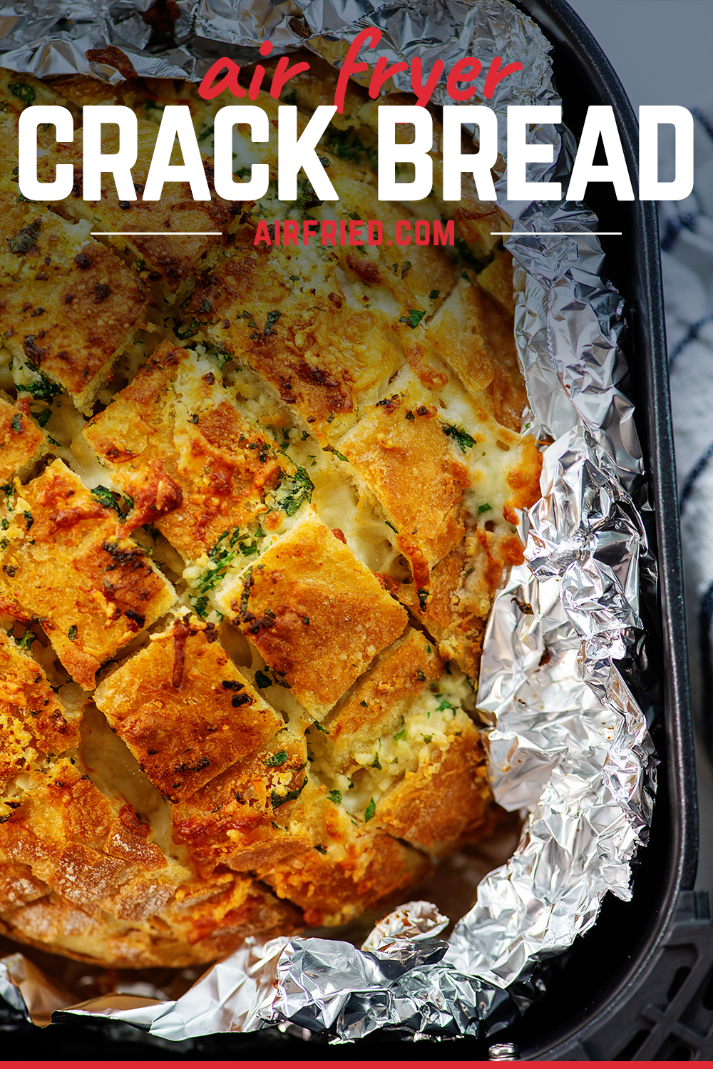 This cheesy garlic bread is so fun to make and even more fun to eat! Plus it's made in the air fryer!