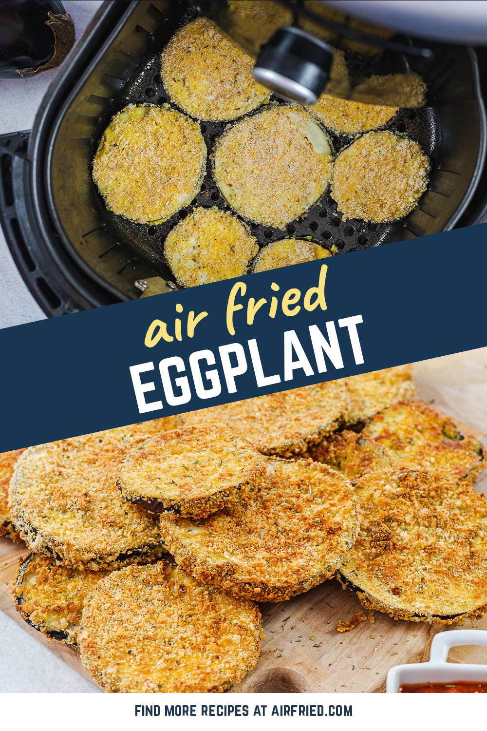 I love these big eggplant slices fried crispy in my air fryer!  They are a great snack or appetizer!