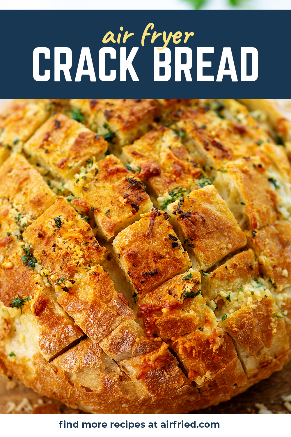 pull apart bread with text for Pinterest.