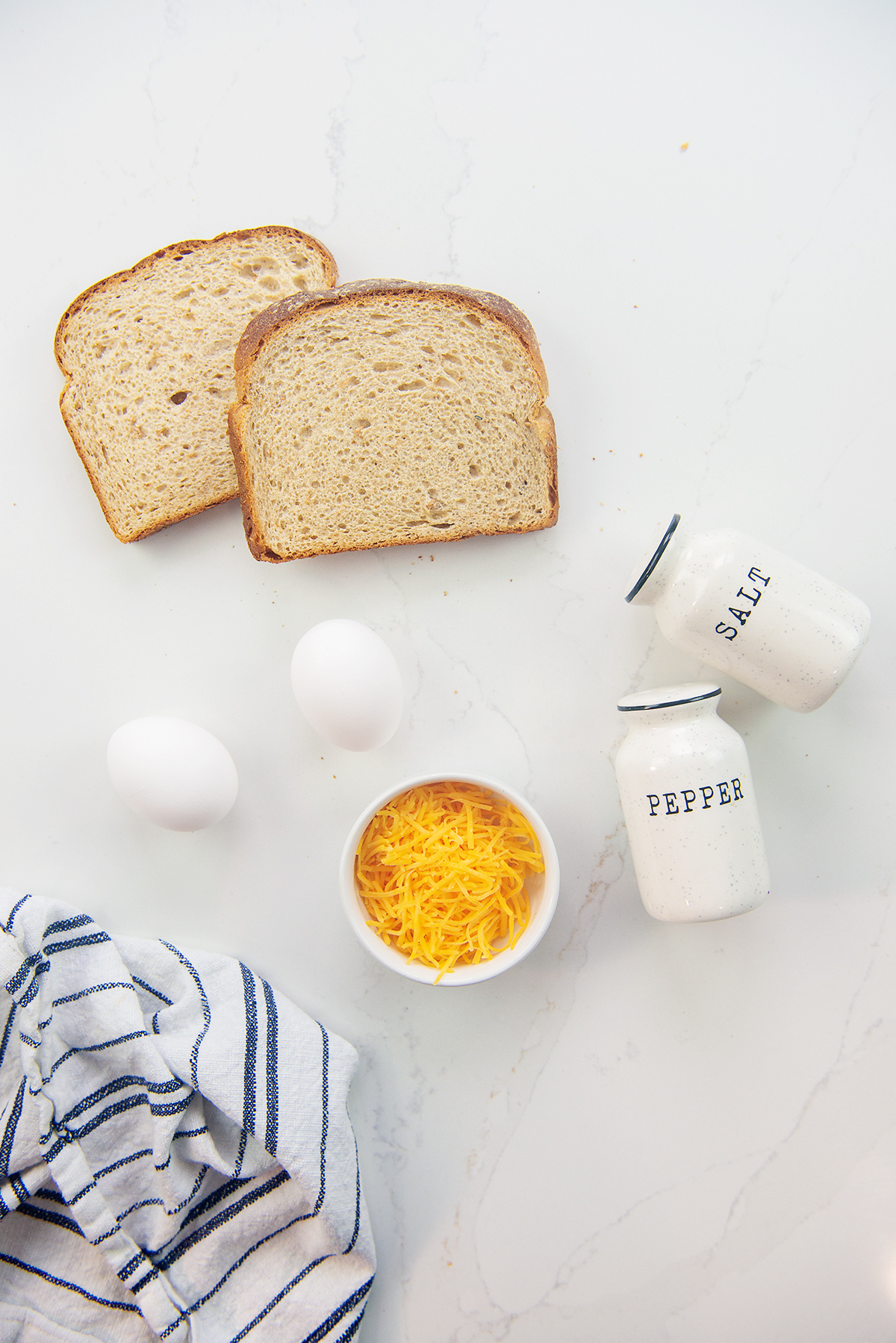 ingredients for egg and toast recipe.