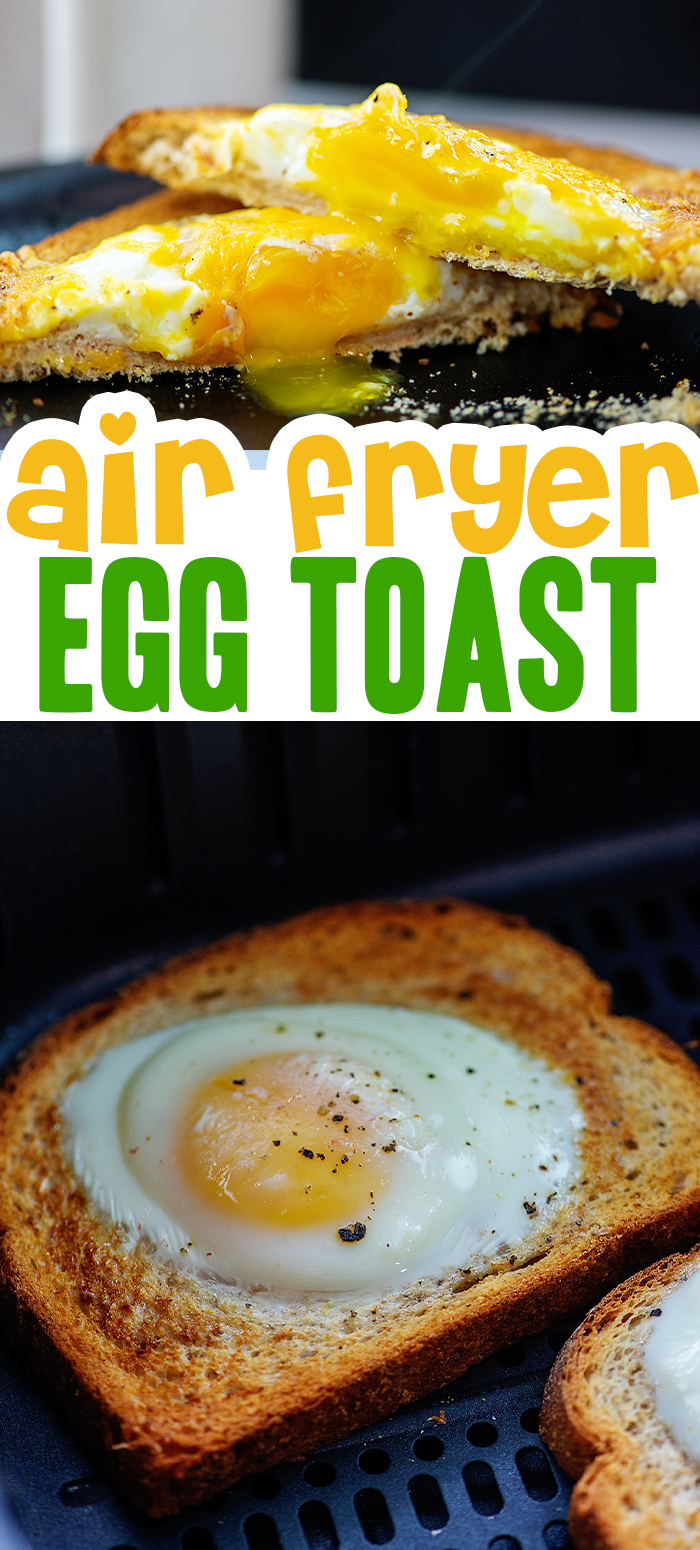 Our air fryer egg toast is ready in ten minutes with just three ingredients! So easy and perfect for a quick breakfast!