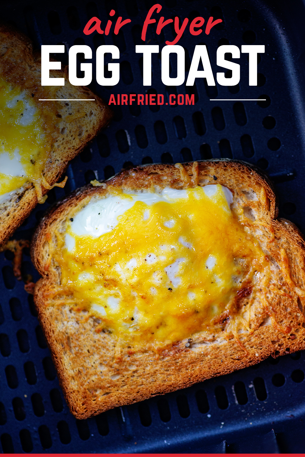This AIR FRYER EGG TOAST will get breakfast on your table in less than 10 minutes! A delicious runny yolk and a slice of toast to soak it up - makes the perfect quick breakfast!