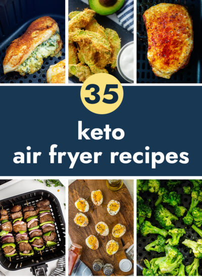 collage of keto air fryer recipes.