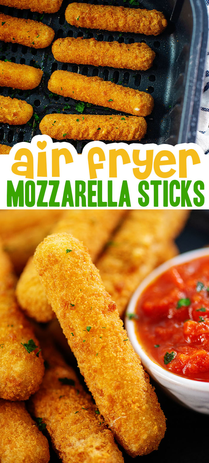 Your air fryer cooks crispy, stringy, wonderful mozzarella sticks in just about 6 minutes!  Try it out, you will love it!