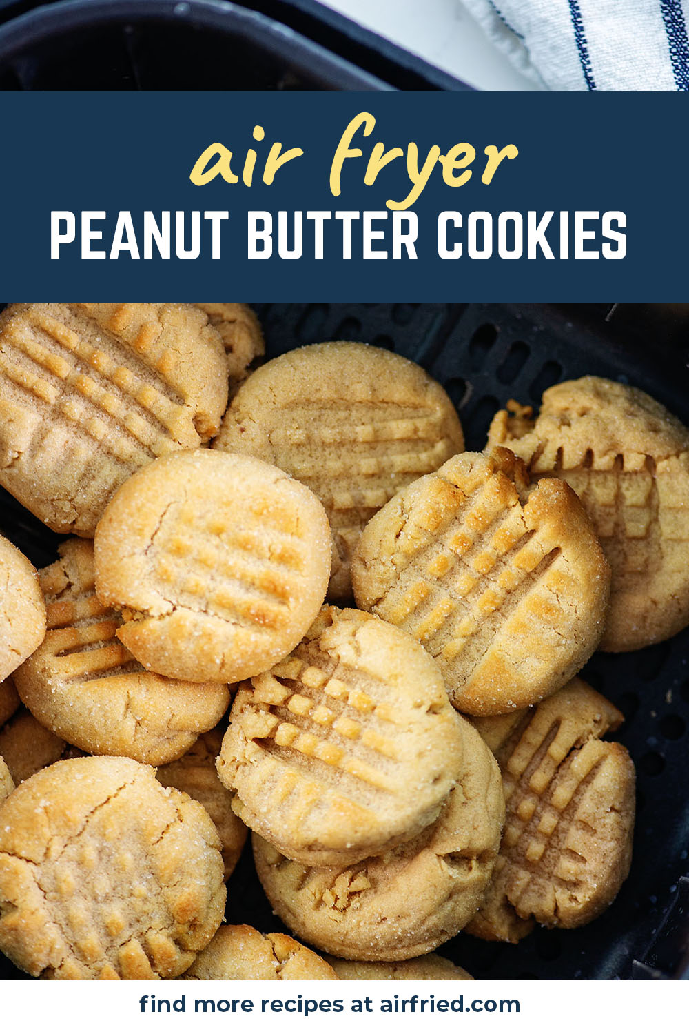 We use our air fryer to bake up these lovely air fried peanut butter cookies!  Find out how!