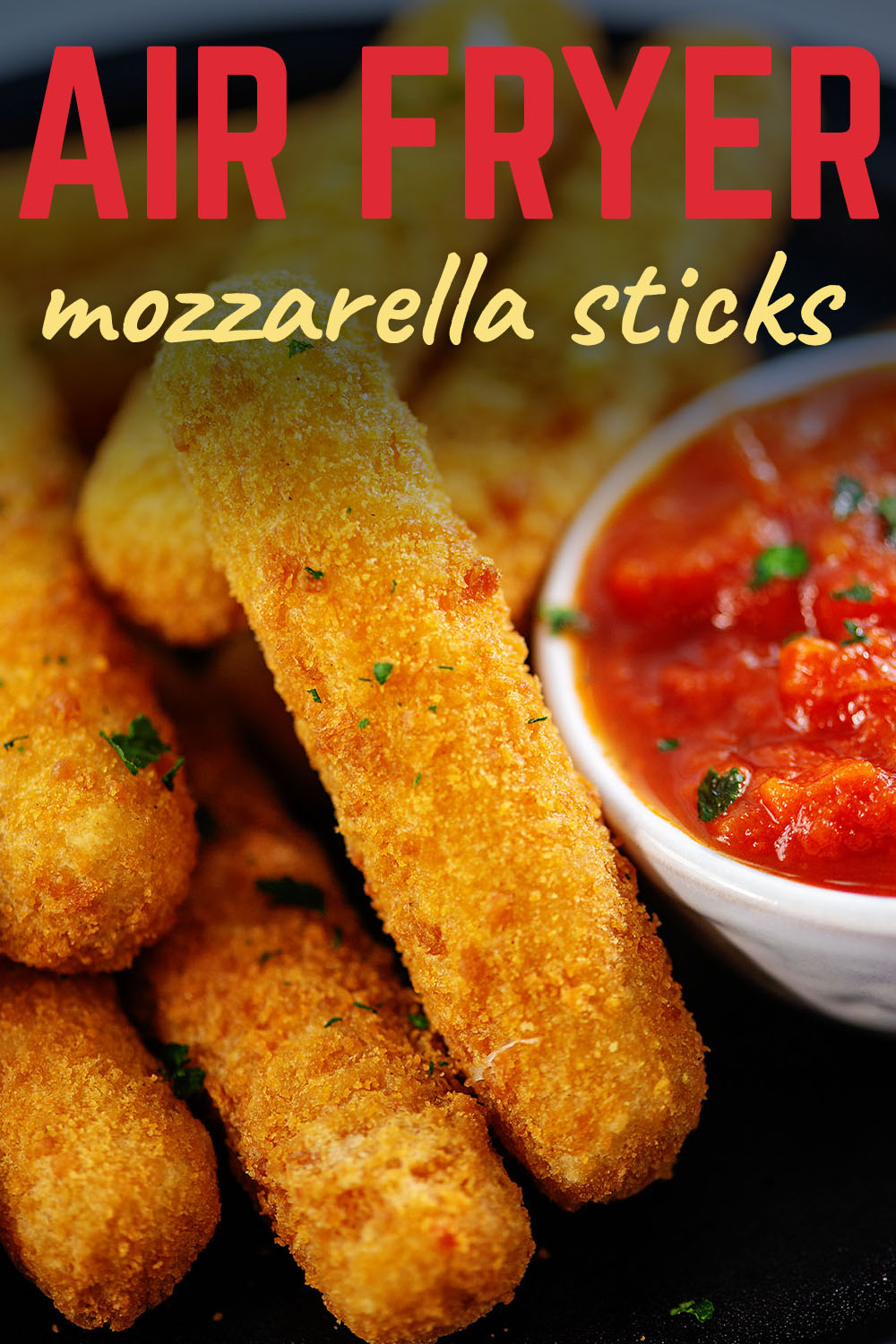 Close up of mozzarella sticks.
