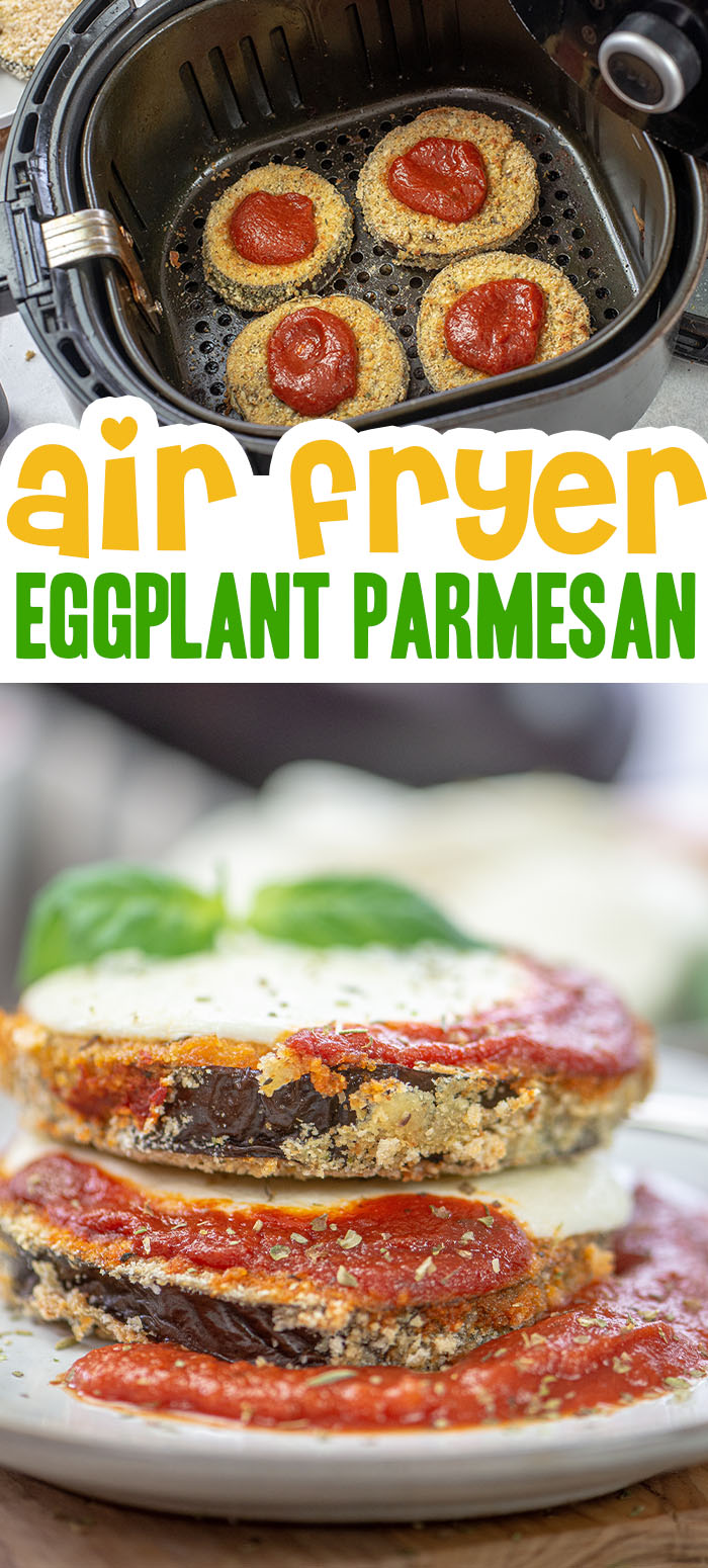 Our eggplant Parmesan recipe is a delicious addition to the air fryer recipe collection!  It is easy enough to make, and has a filling, savory tate in every bite!