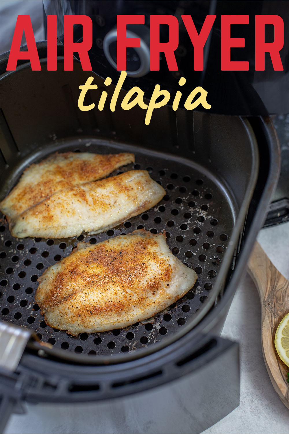 Use your air fryer for an easy to make, healthy meal with this tilapia recipe.  Lightly seasoned, but heavily flavored!