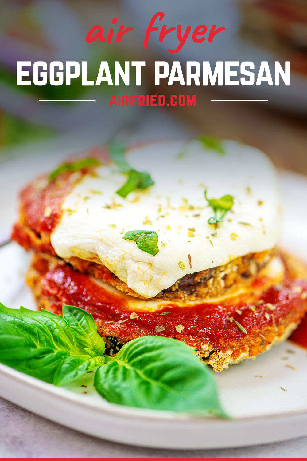Close up of eggplant Parmesan.