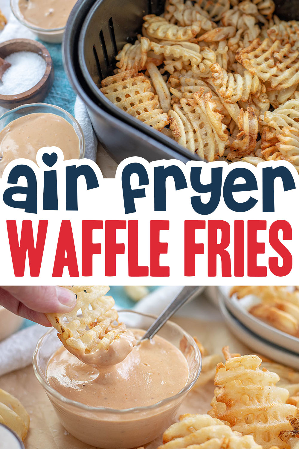 If you are a fan of waffle fries don't be afraid to try cooking them in your air fryer!  The results are great!