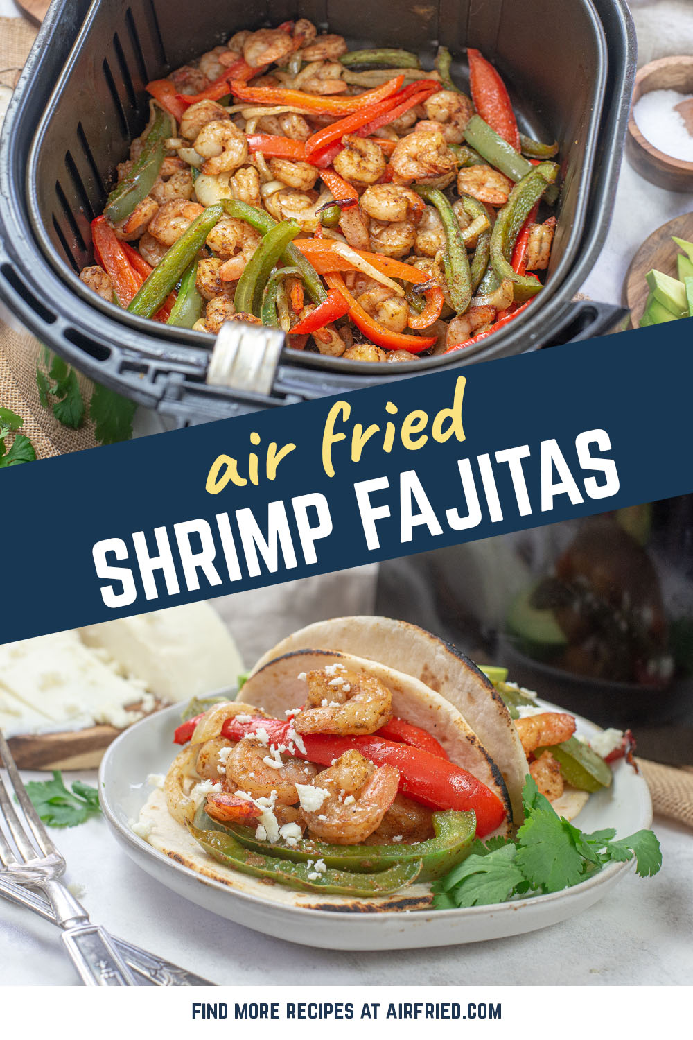 Get lots of flavor with your shrimp by using your air fryer to make shrimp fajitas!
