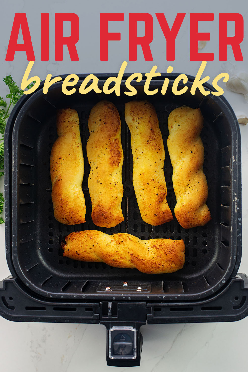Frozen breadsticks look good, smell good, and taste good when you cook them with your air fryer!