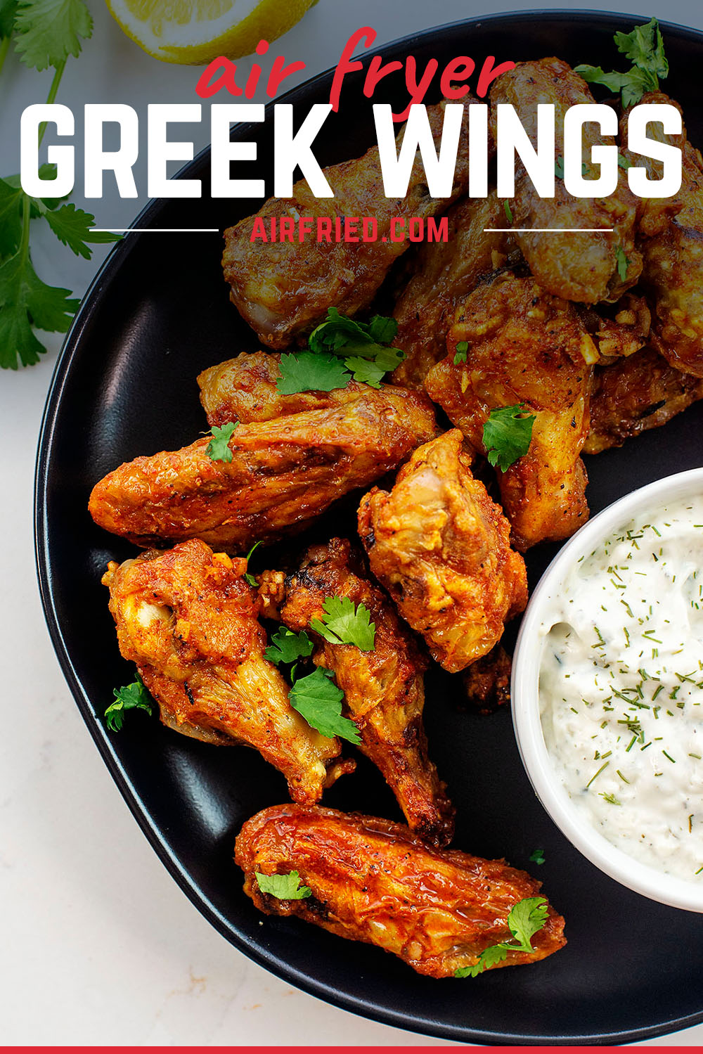 These greek chicken wings were made in the air fryer.  They turned out really good, and might be my new favorite seasoning!