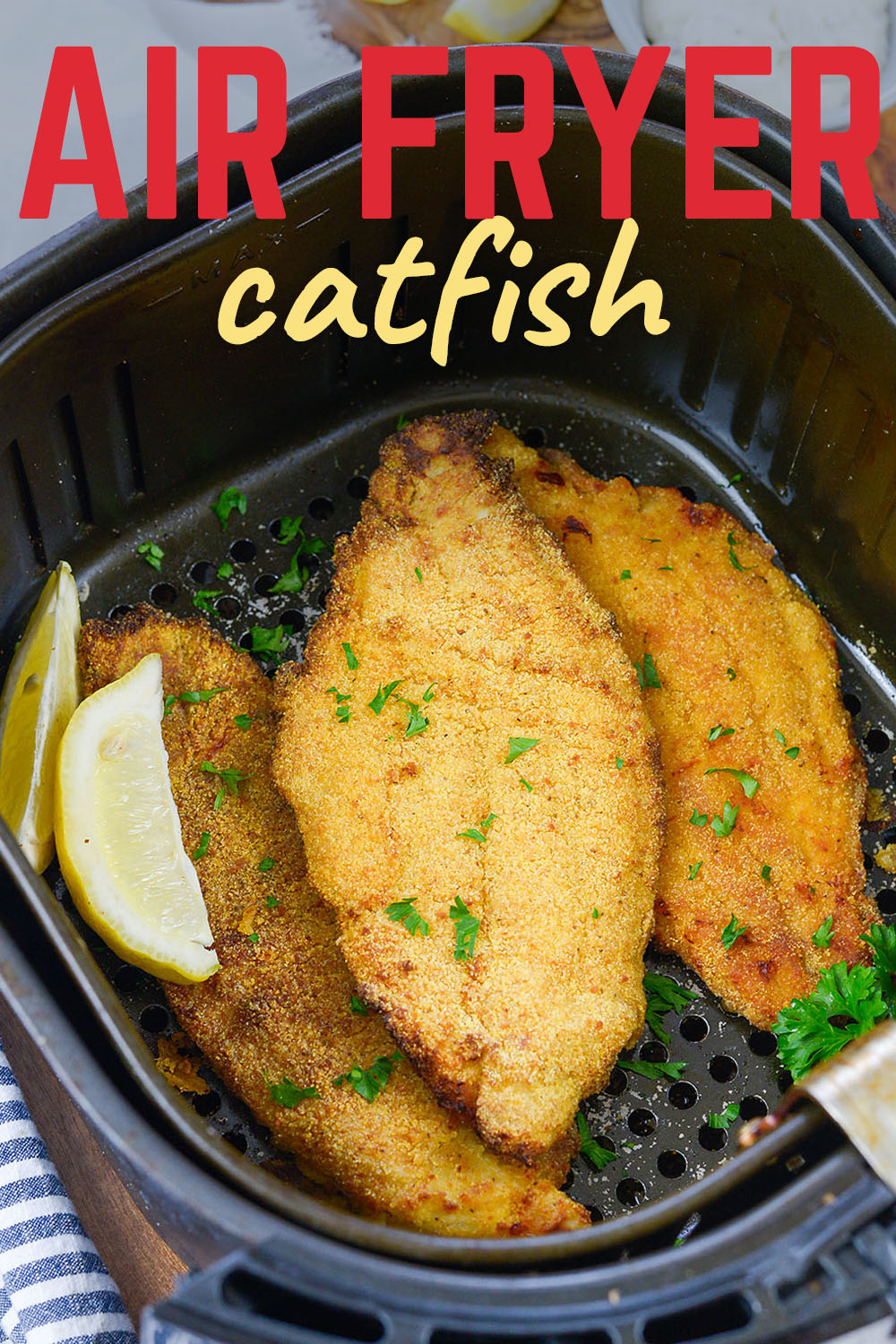 These cajun catish fillets were really easy to make in the air fryer!  We gave them a light cajun breading and can't wait to eat them again!
