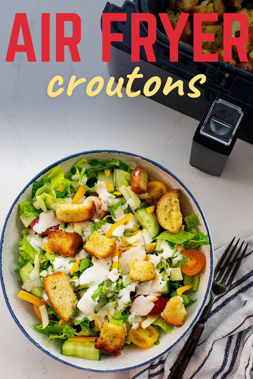 These air fried croutons give a nice, crunchy texture to your salad!