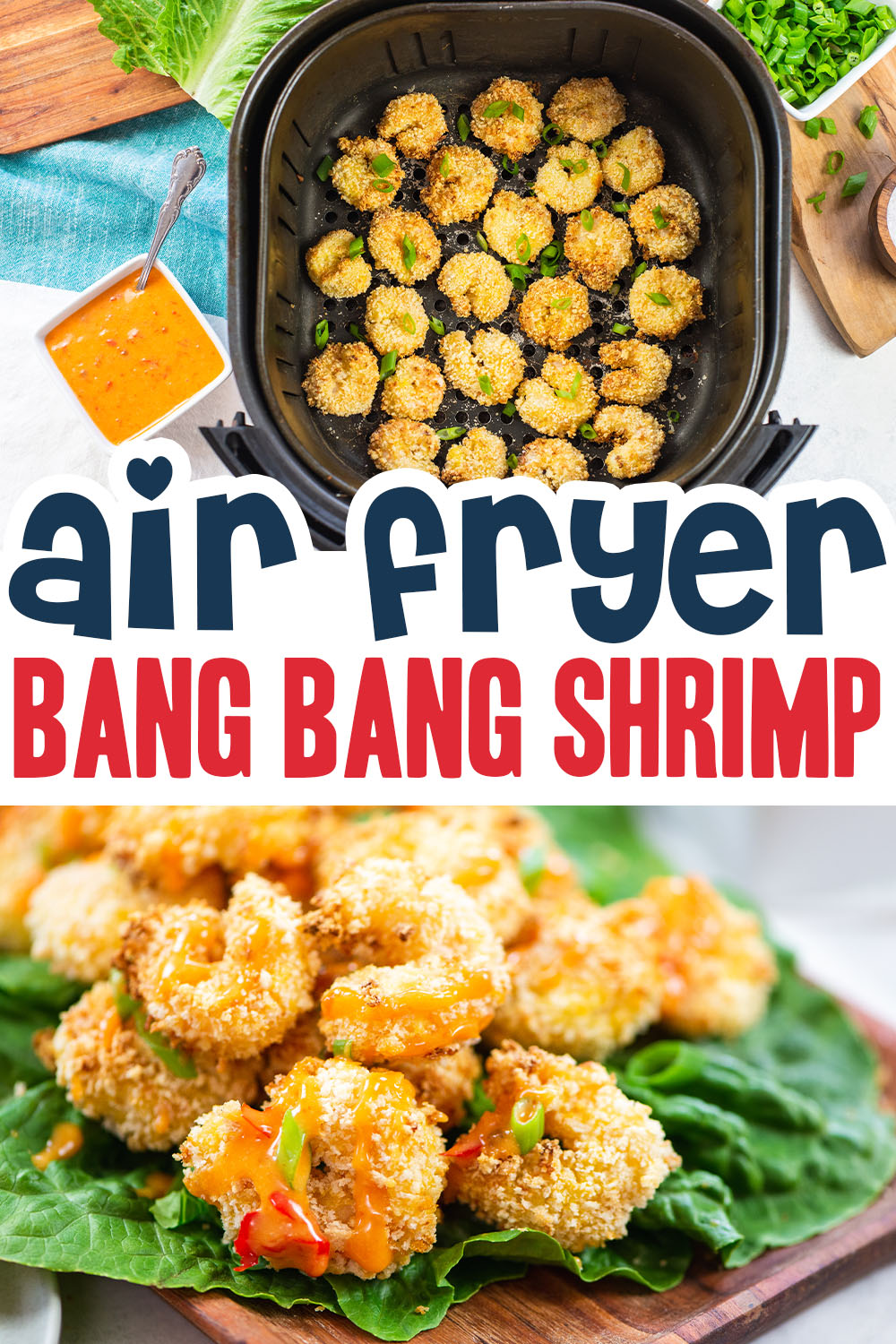 This spicy shrimp recipe is called bang bang shrimp because of it's one two punch of spiciness.  It uses thai chili and sriracha.  These work together so good!