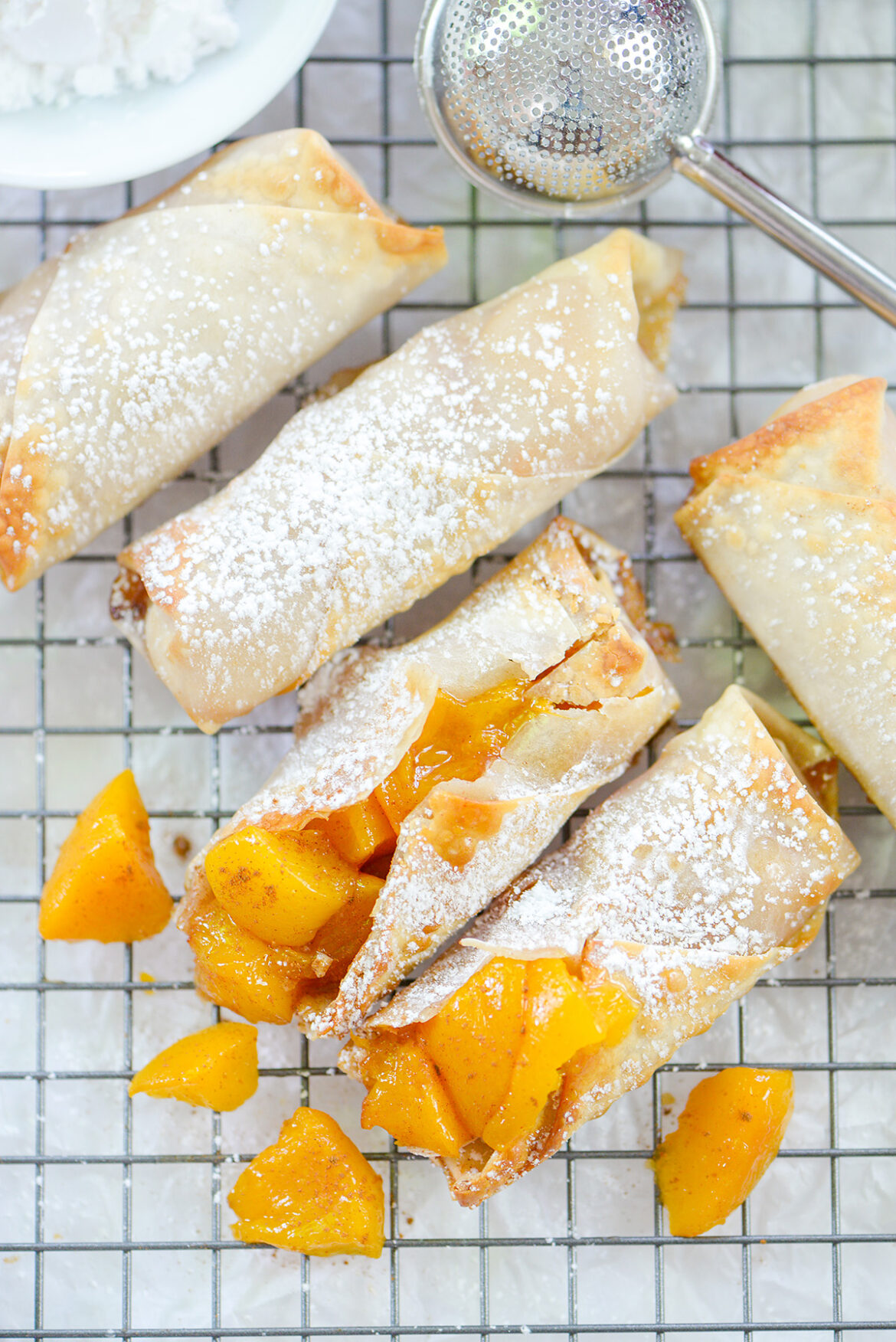 Air Fryer Peach Cobbler Egg Rolls