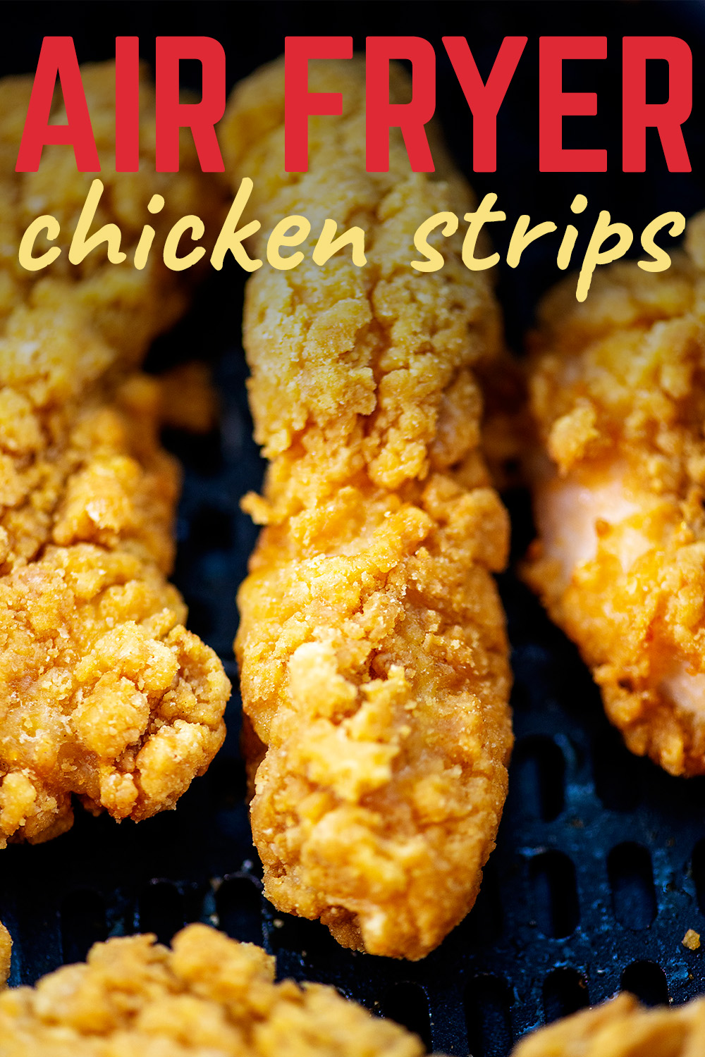 Look at how crispy these air fryer chicken strips are!  They are so easy to go from the freezer, straight to the air fryer, and onto your plate!