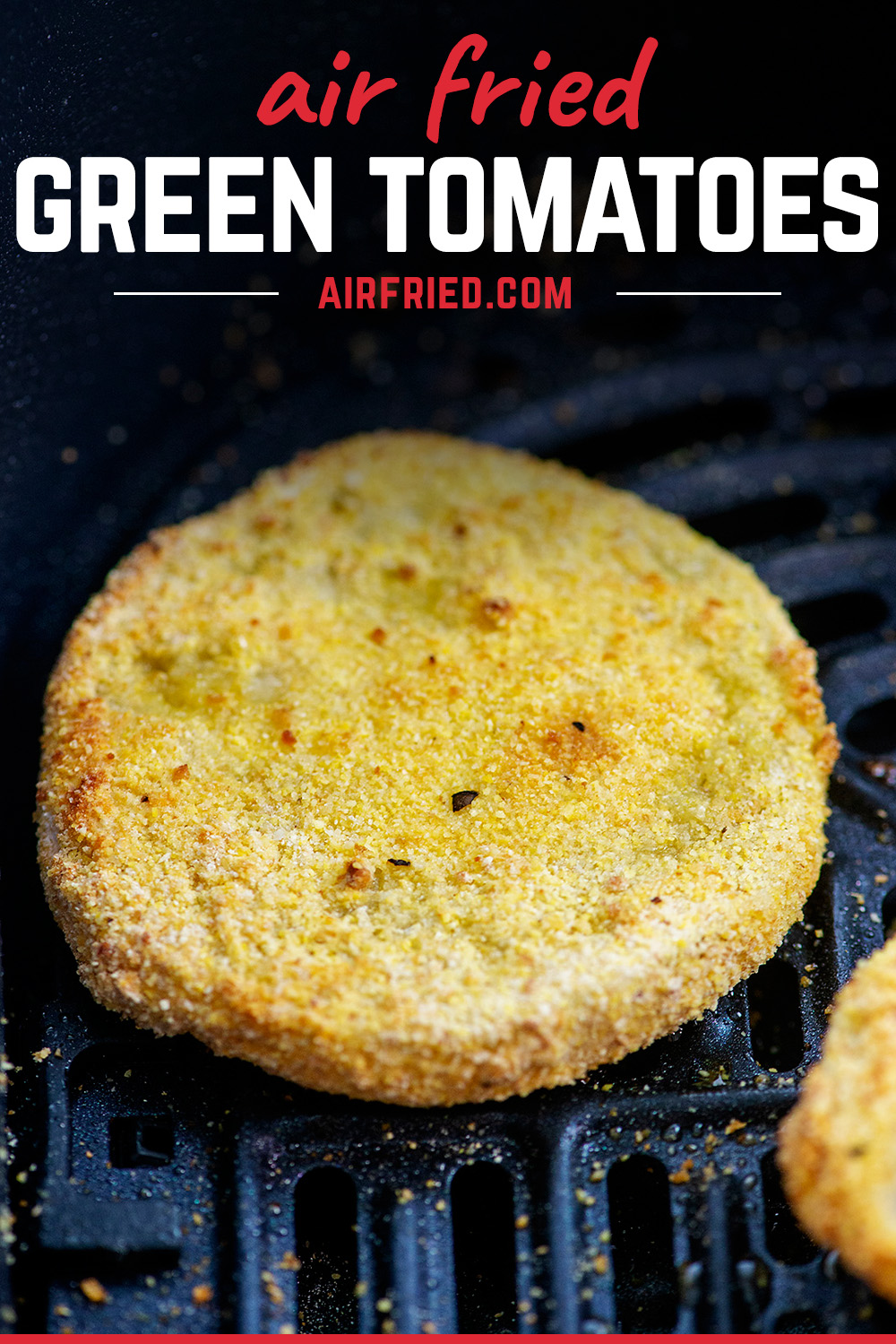These fried green tomatoes are perfectly crispy out of the air fryer!