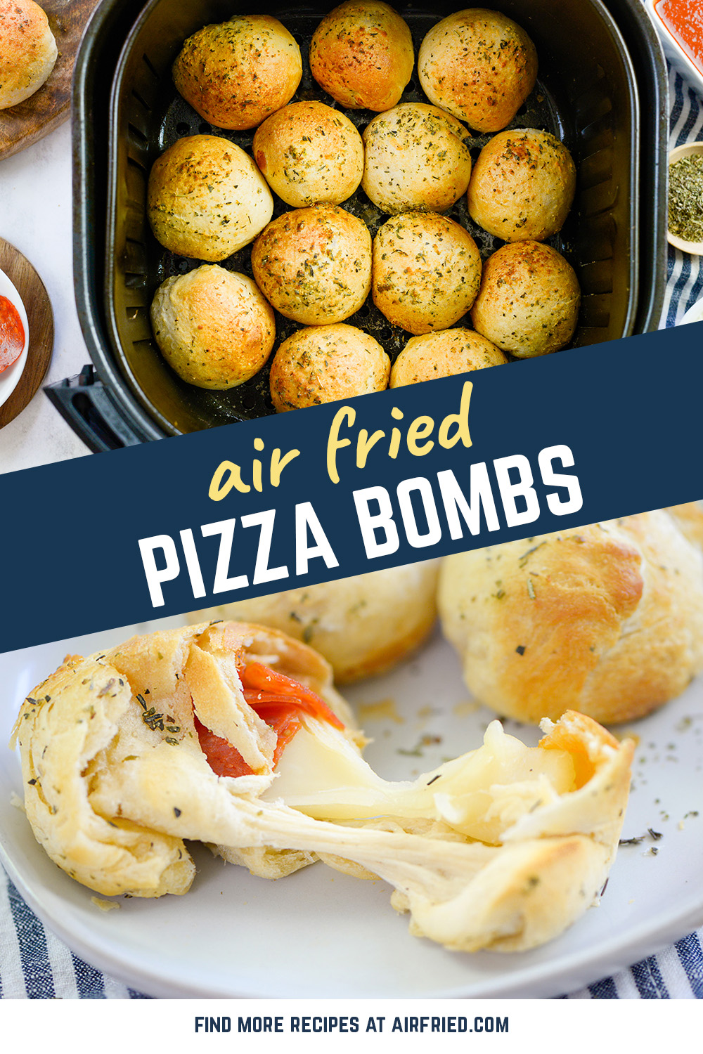 These air fryer pizza bombs make for a great party appetizer!