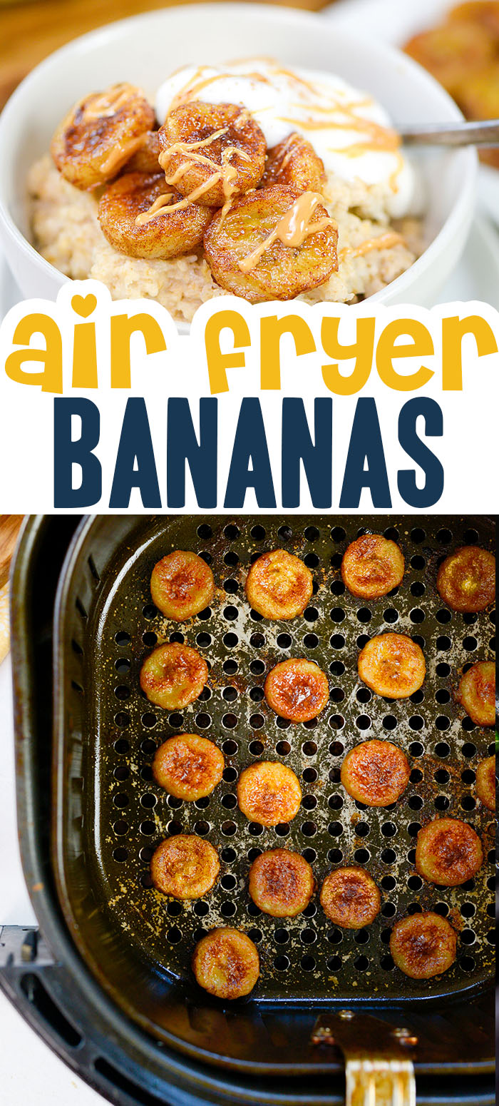 These sweet bananas have a little added flavor and were quickly cooked in the air fryer.  I love these as a snack or as a topping to most desserts!